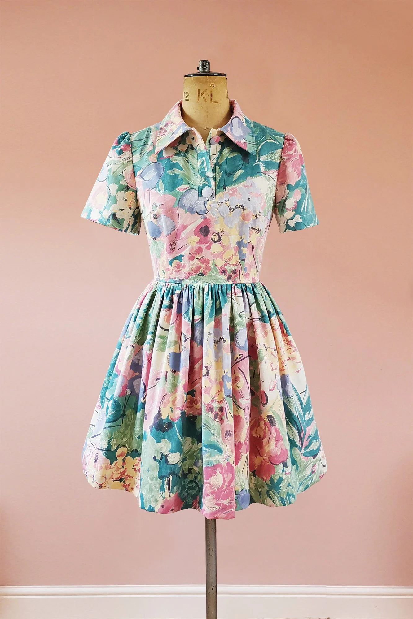 Sustainably Made Abstract Retro Floral Print Mini Dress